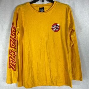Santa Cruz T Shirt Men's Yellow Long Sleeve Double Sided Skater Surfer Medium